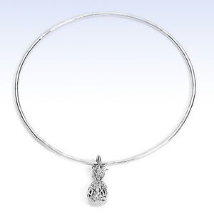 KI-ELE Rhodium-Dipped Sterling Silver 'Hawaiian Pinya' Bangle Bracelet